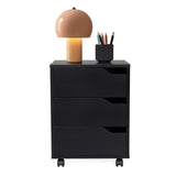 Caisson sur roulettes noir ORGANISER I avec trois tiroirs et roulettes de hjh OFFICE