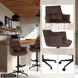 Tabouret de bar SOLAO LIFE HIGH marron avec piètement en étoile et roulettes optionnelles de hjh LIVING (image générée par IA)