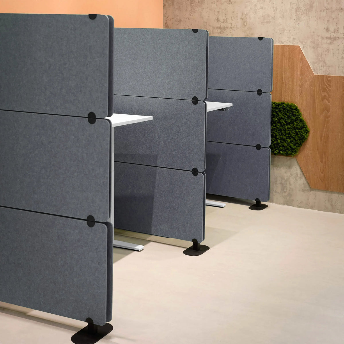 Cloisons de séparation grises FLEXMIUT EXTEND avec supports et pieds réglables noirs de hjh OFFICE