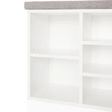 Compartiments d'étagères ouverts blancs de l'Armoire à chaussures ESTHA 10 avec coussinets gris de hjh LIVING