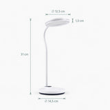 Dessin technique de la lampe de bureau Lumanova D5 avec une hauteur de 31 cm et un diamètre de pied de 14,5 cm de hjh OFFICE