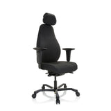 Siège de direction de qualité professionnelle RESISTIO XXL noir avec appui-tête et base à cinq roulettes de hjh OFFICE – vue à 360° (vue de trois quarts avant 40°)