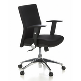 Siège de bureau de qualité professionnelle LAGUNA PRO noir avec accoudoirs et piétement à cinq roulettes de hjh OFFICE – vue à 360° (vue de trois quarts avant 60°)