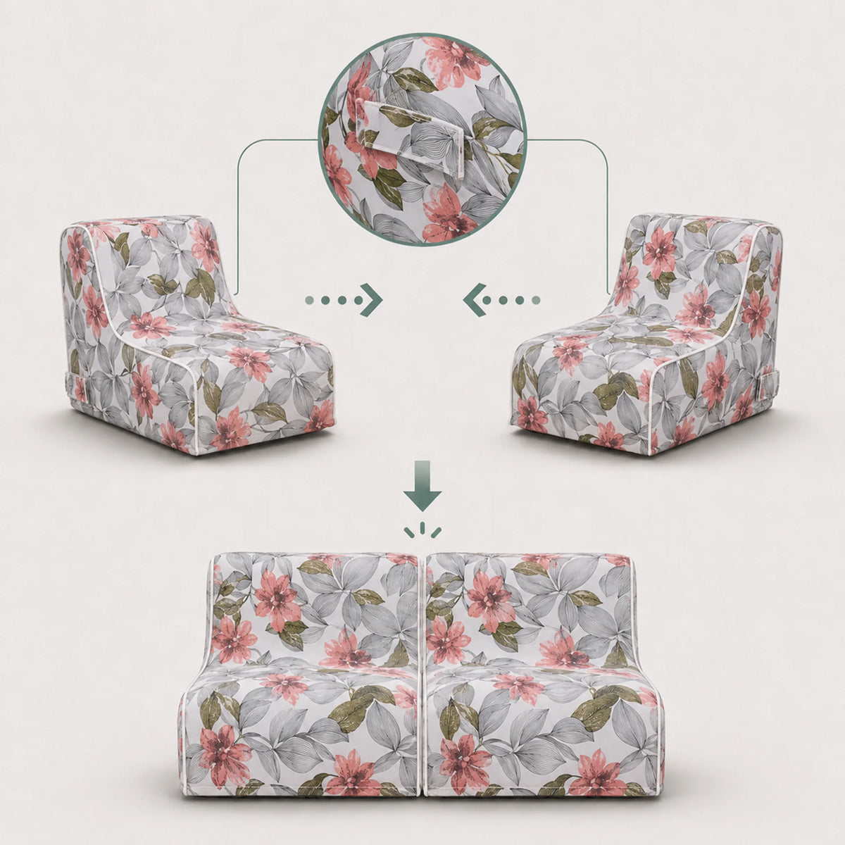 Possibilités de combinaison du Canapé Gonflable Sitzolo Air en blanc-gris-rose de hjh LIVING
