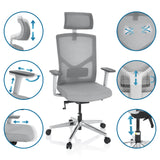 Siège de bureau de qualité professionnelle BRETON PRO W gris avec différentes options de réglage de hjh OFFICE