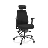 Siège de bureau de qualité professionnelle PHOENIX PRO I noir avec appui-tête et piètement à cinq roulettes de hjh OFFICE – vue à 360° (vue de face 20°)