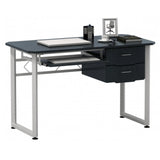 Bureau WORKFLOW en graphite et blanc avec plateau clavier coulissant et deux tiroirs de hjh OFFICE