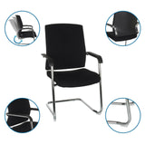 Chaise cantilever LEVIA VP noire avec accoudoirs et structure chromée, y compris des vues détaillées de hjh OFFICE