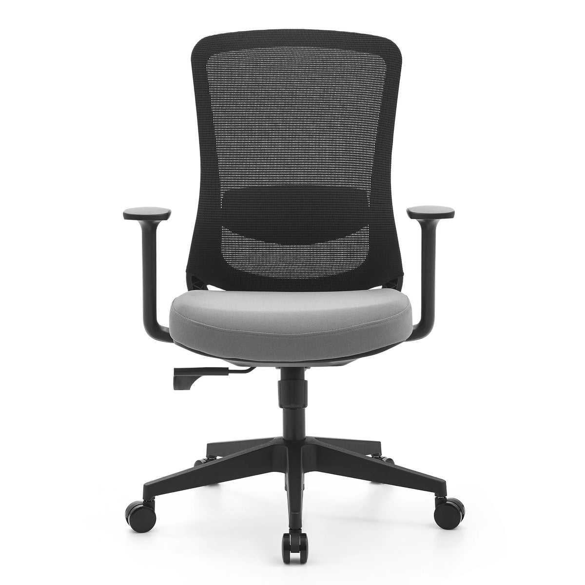 Siège de bureau à domicile Sedito noir et gris avec dossier en maille et base à cinq roulettes de hjh OFFICE – vue à 360° (vue de face 0°)