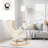 Fauteuil de salon MAPOON blanc en tant que fauteuil à bascule avec structure en bois et patins de hjh LIVING