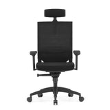Siège de bureau de qualité professionnelle PORTO MAX HIGH I noir avec dossier en maille, appuie-tête et base à cinq roulettes de hjh OFFICE – vue à 360° (vue de face 0°)