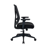 Vue latérale du Siège de bureau de qualité professionnelle Mirou en noir avec accoudoirs et piètement à roulettes de hjh OFFICE