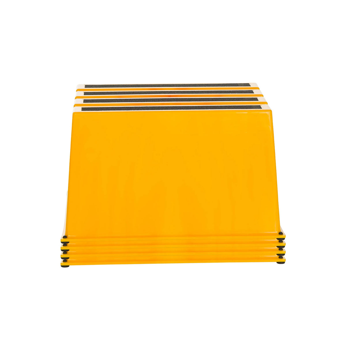 Quatre tabourets marchepied TIO-E1 jaunes avec des surfaces antidérapantes noires de hjh OFFICE