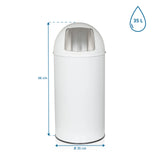 Vue dimensionnelle de la Poubelle PUSH 35L avec une hauteur de 66 cm et un diamètre de 35 cm de hjh OFFICE