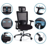 Siège de bureau haut de gamme NOVA PRO I en noir avec différentes possibilités de réglage de hjh OFFICE