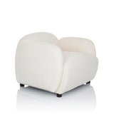 Fauteuil de salon VERDUNA blanc avec revêtement en tissu structuré et pieds noirs courts de hjh LIVING – vue à 360° (vue de trois quarts avant 45°)