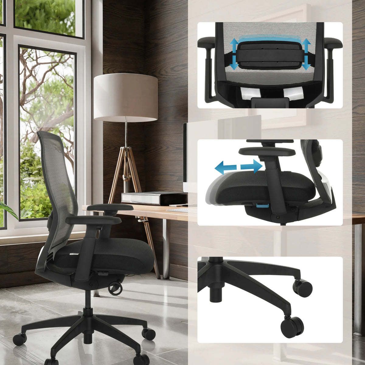 Appui-tête, assise et roulettes réglables du Siège de bureau de qualité professionnelle COLORE de hjh OFFICE