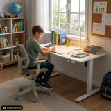 Bureau réglable en hauteur électriquement Worktime Kid en blanc de hjh OFFICE (image générée par IA)