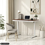 Bureau réglable en hauteur électriquement Worktime Plus en noyer et blanc de hjh OFFICE (image générée par IA)