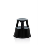 Tabouret marchepied noir TIO-M II à deux marches et surfaces antidérapantes de hjh OFFICE – vue à 360° (vue de trois quarts avant 60°)