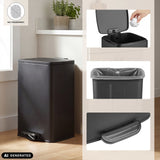 Poubelle Clean Step 3 noire avec pédale et support pour sacs poubelle de hjh OFFICE (image générée par IA)