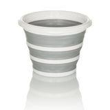 Conteneur pliable CLEAN SILR gris et blanc avec structure pliable et bord blanc de hjh OFFICE – vue à 360° (vue de face 0°)