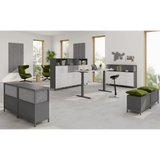 Ensemble de bureau moderne FlexWall avec bureau réglable en hauteur et buffets en graphite et blanc de hjh OFFICE PRO