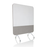 Tableau blanc VISION BOARD gris avec surface d'écriture blanche et roulettes de hjh OFFICE – vue à 360° (vue de trois quarts avant 30°)