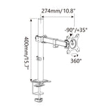 Dessin technique de la Fixation pour écran Ergomount M1 d'une hauteur de 400 mm de hjh OFFICE
