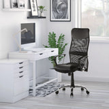 Siège de direction pour bureau à domicile STRYKA en noir en similicuir et maille avec roulettes de hjh OFFICE