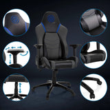 Fauteuil Gamer GAMEBREAKER POLARYS I en gris-bleu avec vues détaillées des accoudoirs, du vérin à gaz et des roulettes de hjh OFFICE