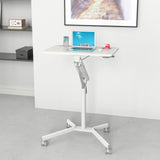 Bureau assis-debout blanc STAND VM-SU I avec châssis réglable en hauteur et pied en étoile à roulettes de hjh OFFICE