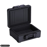 Coffre-fort Safe Compact Slim ouvert en noir avec poignée de transport de hjh OFFICE (image générée par IA)