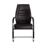 Chaises cantilever VITORO V noires avec accoudoirs et dossier capitonné de hjh OFFICE – vue à 360° (vue de face 0°)