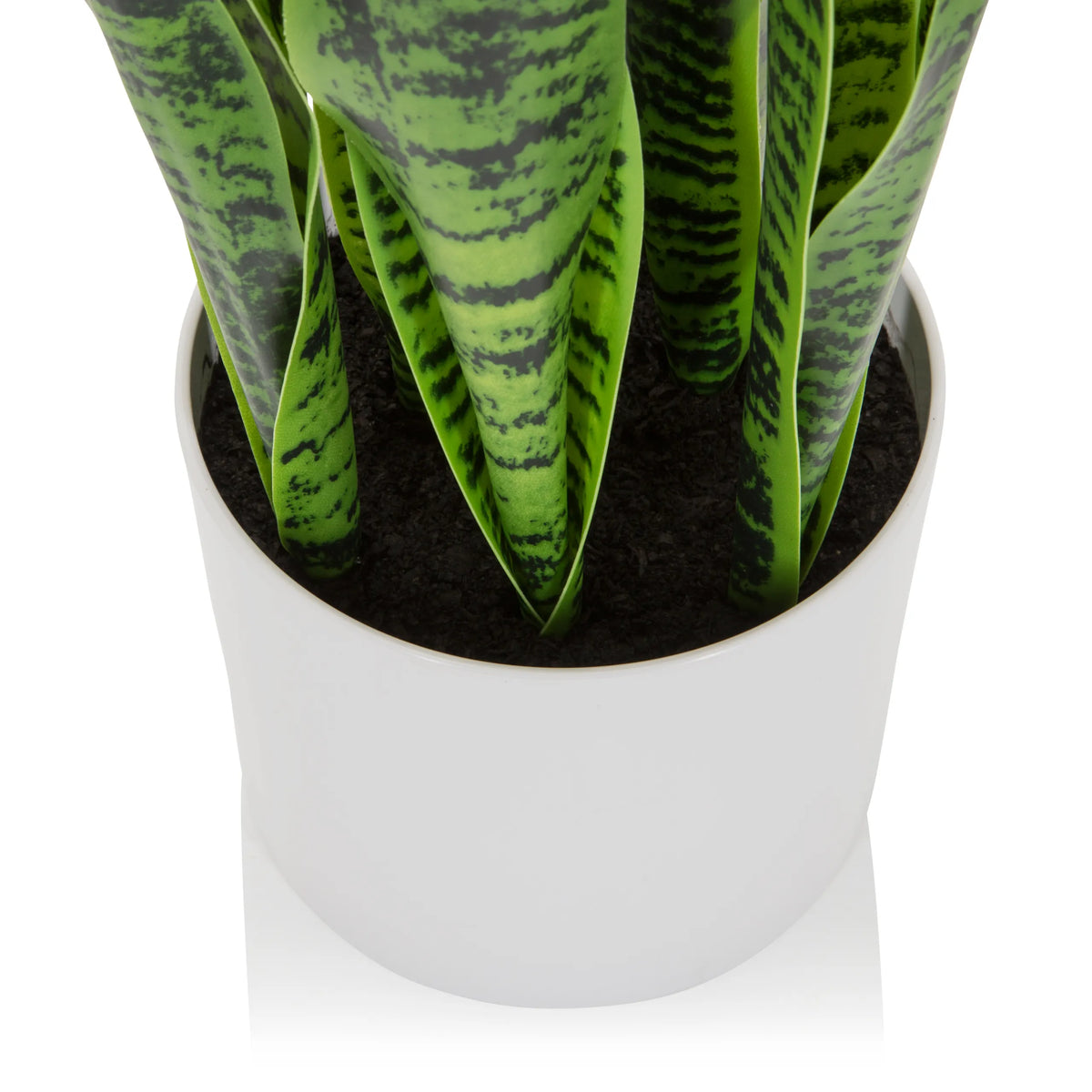 Cache-pot blanc de la Plante artificielle SANSEVIERIA avec feuilles vertes de hjh OFFICE