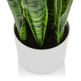 Cache-pot blanc de la Plante artificielle SANSEVIERIA avec feuilles vertes de hjh OFFICE