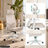 Siège de bureau à domicile MIKEO W en beige avec appuie-tête et accoudoirs réglables de hjh OFFICE