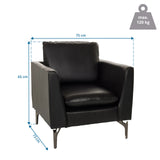 Dessin coté du Fauteuil de salon BAVERO avec 75 x 65 cm et une charge maximale de 120 kg de hjh OFFICE
