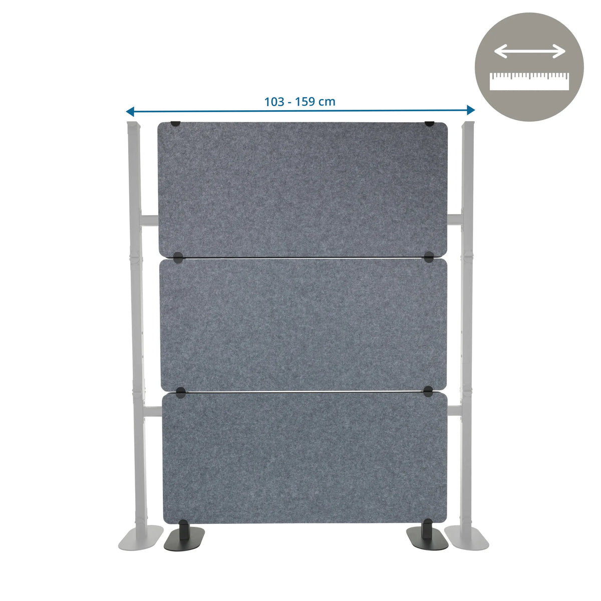 Breitenverstellung von 103 - 159 cm der Trennwand FLEXMIUT EXTEND in Grau von hjh OFFICE