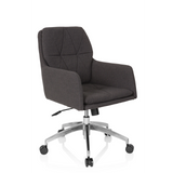 Siège de bureau à domicile SHAKE 350 gris foncé avec motif surpiqué et base à cinq roulettes de hjh OFFICE – vue à 360° (vue de trois quarts avant 40°)