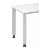Bureau blanc QUEO 614 S avec pieds argentés réglables en hauteur de hjh OFFICE PRO