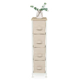 Commode FOLDRESS S en beige avec quatre tiroirs en tissu et une surface de rangement claire de hjh LIVING
