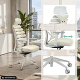 Siège de bureau de qualité professionnelle ERGO LINE W blanc avec accoudoirs réglables et piètement à roulettes de hjh OFFICE (image générée par IA)