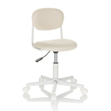 Chaise pivotante pour des enfants KIDDY BASE I beige avec rembourrage et base blanche à cinq roulettes de hjh OFFICE – vue à 360° (vue de trois quarts avant 30°)