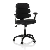 Chaise pivotante pour des enfants KID ERGOLINO B noire avec dossier rembourré et base à cinq roulettes de hjh OFFICE – vue à 360° (vue de face 15°)