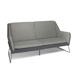 Canapé lounge LAGUN gris clair avec des accents gris foncé et des pieds métalliques fins de hjh OFFICE – vue à 360° (vue de profil 90°)