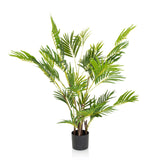 Plante artificielle verte ARECA I avec des feuilles de palmier dans un pot noir de hjh OFFICE – vue à 360° (vue de face 0°)