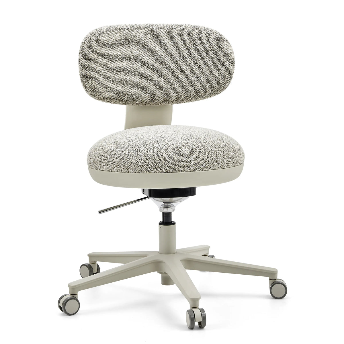 Siège de bureau à domicile SITMOTION W gris avec revêtement en tissu structuré et base à cinq roulettes de hjh OFFICE – vue à 360° (vue de face 15°)