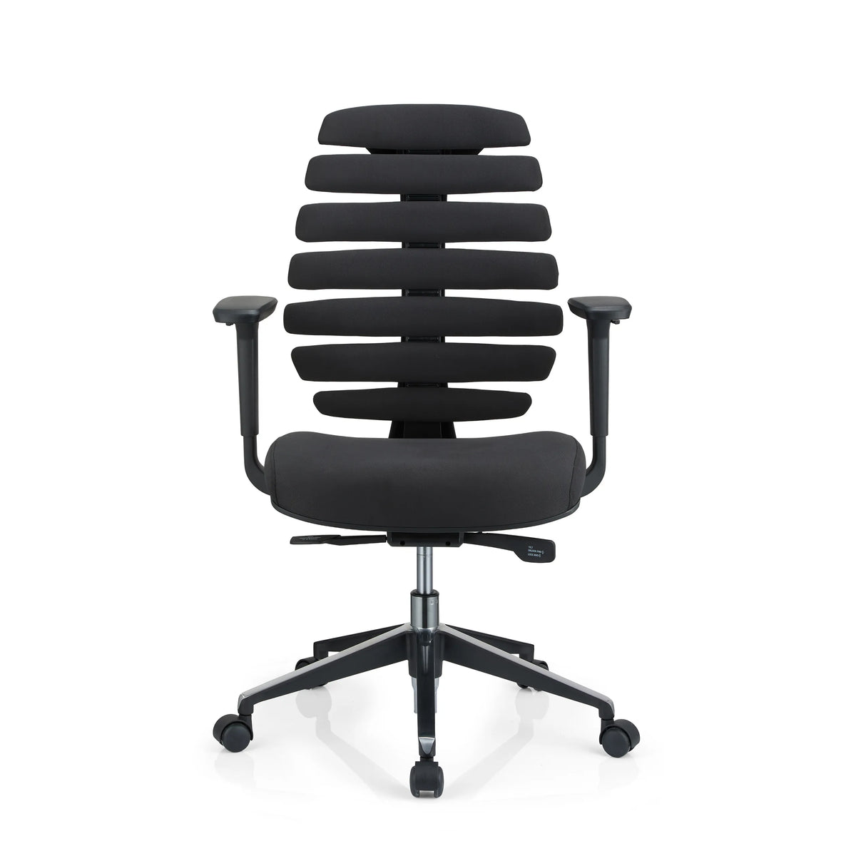 Siège de bureau de qualité professionnelle ERGO LINE II noir avec dossier segmenté et base à cinq roulettes de hjh OFFICE – vue à 360° (vue de face 0°)