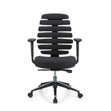 Siège de bureau de qualité professionnelle ERGO LINE II noir avec dossier segmenté et base à cinq roulettes de hjh OFFICE – vue à 360° (vue de face 0°)